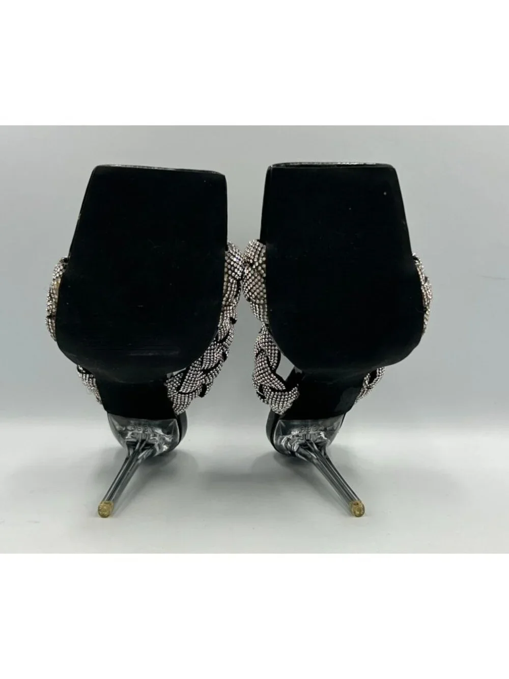 Azalea Wang Women's Black Patent Rhinestone Braided Stiletto Heels Size 6 3366 - Picture 4 of 16